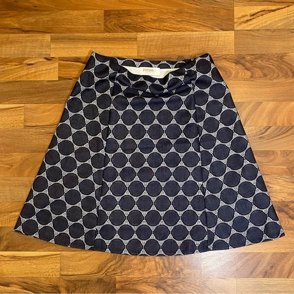 Renee C. Navy and White Circle Pattern A-Line Skirt - Picture 3 of 7